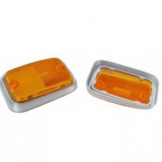 Zijreflector voorzijde amber (oranje) met zilverkleurige rand (per paar)