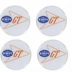 2609 Naafdop stickers met EMPI GT logo op witte achtergrond (4 stuks)